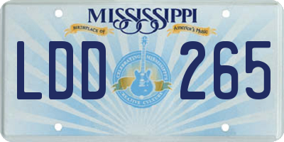 MS license plate LDD265