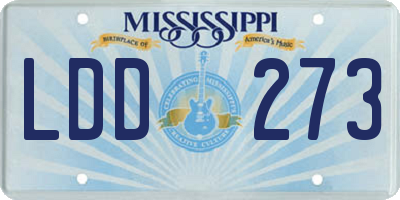 MS license plate LDD273