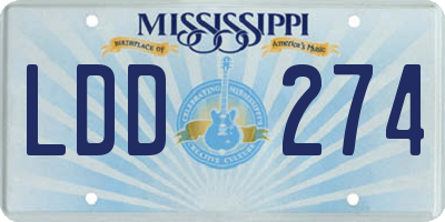 MS license plate LDD274