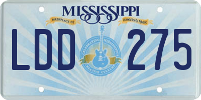 MS license plate LDD275