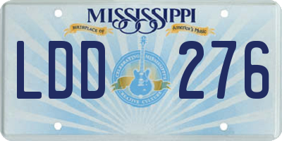 MS license plate LDD276