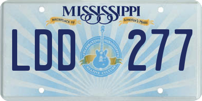 MS license plate LDD277