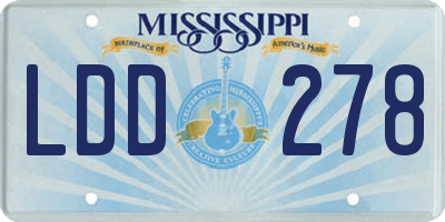 MS license plate LDD278