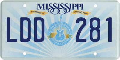 MS license plate LDD281