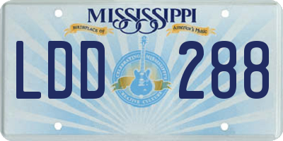 MS license plate LDD288
