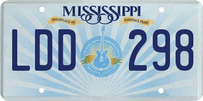 MS license plate LDD298