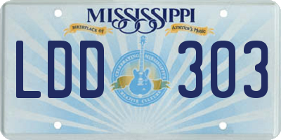 MS license plate LDD303