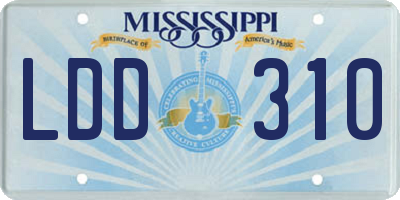 MS license plate LDD310