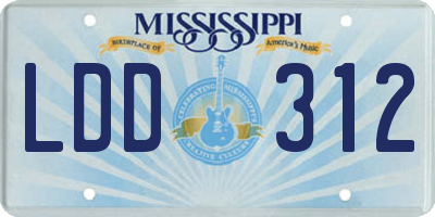 MS license plate LDD312