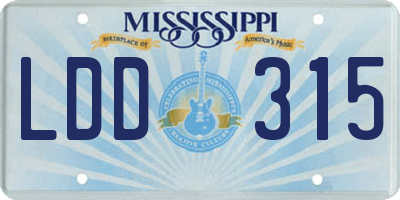 MS license plate LDD315