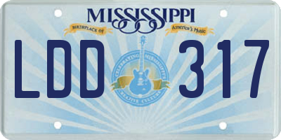 MS license plate LDD317