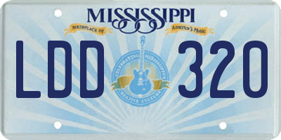 MS license plate LDD320