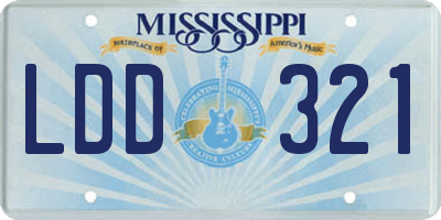 MS license plate LDD321
