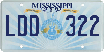 MS license plate LDD322