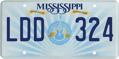 MS license plate LDD324