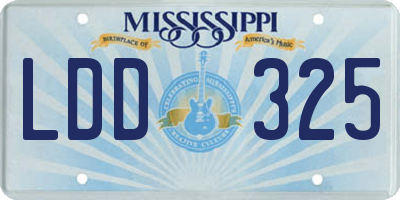 MS license plate LDD325