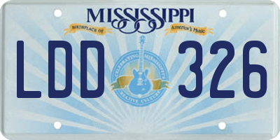 MS license plate LDD326