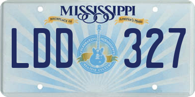 MS license plate LDD327