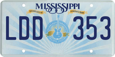 MS license plate LDD353
