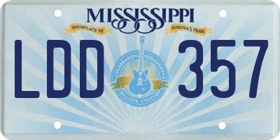 MS license plate LDD357