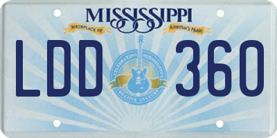 MS license plate LDD360