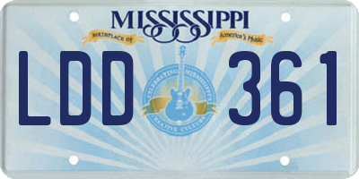 MS license plate LDD361
