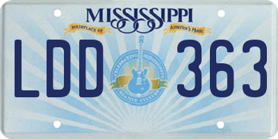 MS license plate LDD363