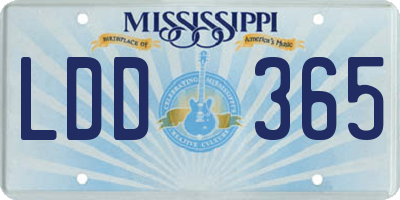 MS license plate LDD365