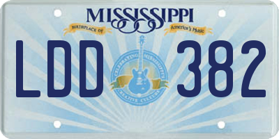 MS license plate LDD382
