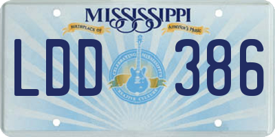 MS license plate LDD386