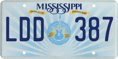 MS license plate LDD387
