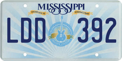 MS license plate LDD392
