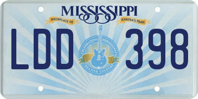 MS license plate LDD398