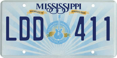 MS license plate LDD411