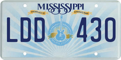 MS license plate LDD430