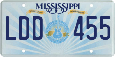 MS license plate LDD455