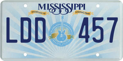 MS license plate LDD457