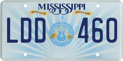 MS license plate LDD460