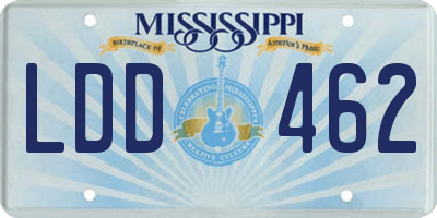 MS license plate LDD462