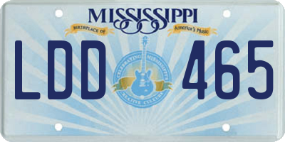 MS license plate LDD465