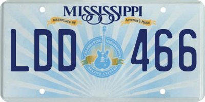 MS license plate LDD466