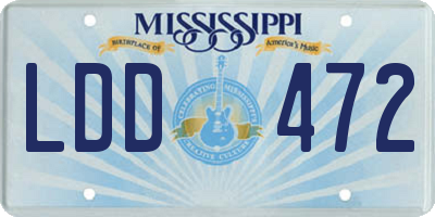 MS license plate LDD472