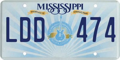 MS license plate LDD474