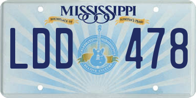 MS license plate LDD478