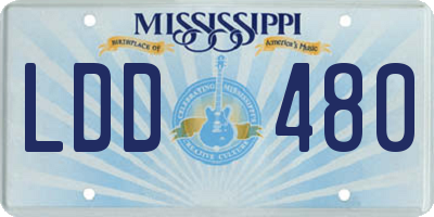 MS license plate LDD480