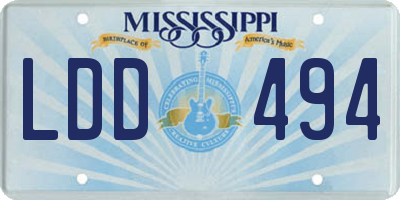 MS license plate LDD494