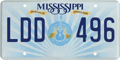 MS license plate LDD496