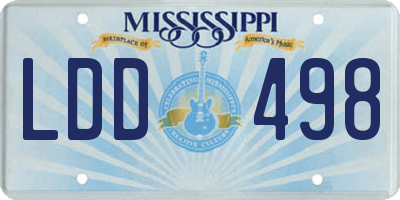 MS license plate LDD498