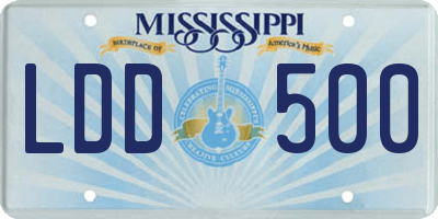 MS license plate LDD500