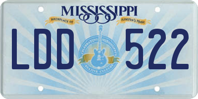 MS license plate LDD522